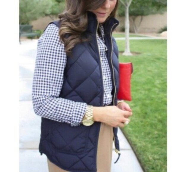 J. Crew Dark Blue Down Filled Puffer Vest - Picture 1 of 9